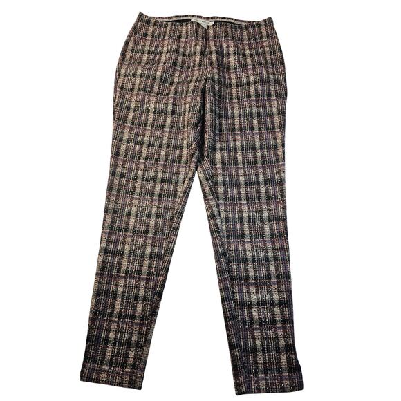 Zac & Rachel velour SOFT M Plaid Pants Tapered Leg Stretch Pull on festive comfy - Picture 1 of 9